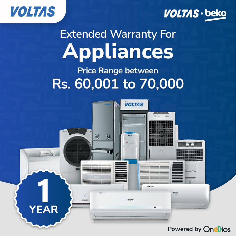 Voltas and Voltas Beko One Year Extended Warranty for Appliance Price Range Between Rs.60001 to 70000