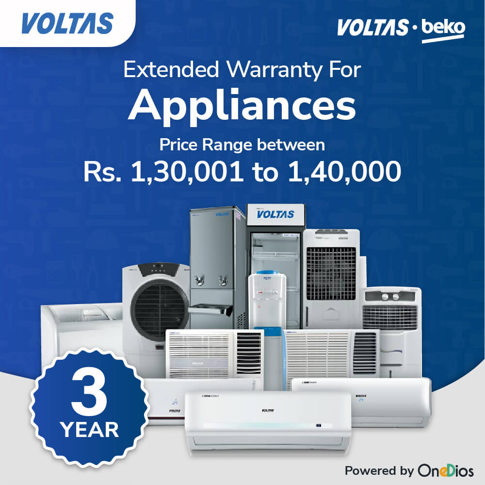 Voltas and Voltas Beko Three Years Extended Warranty for Appliance Price Range Between Rs.130001 to 140000