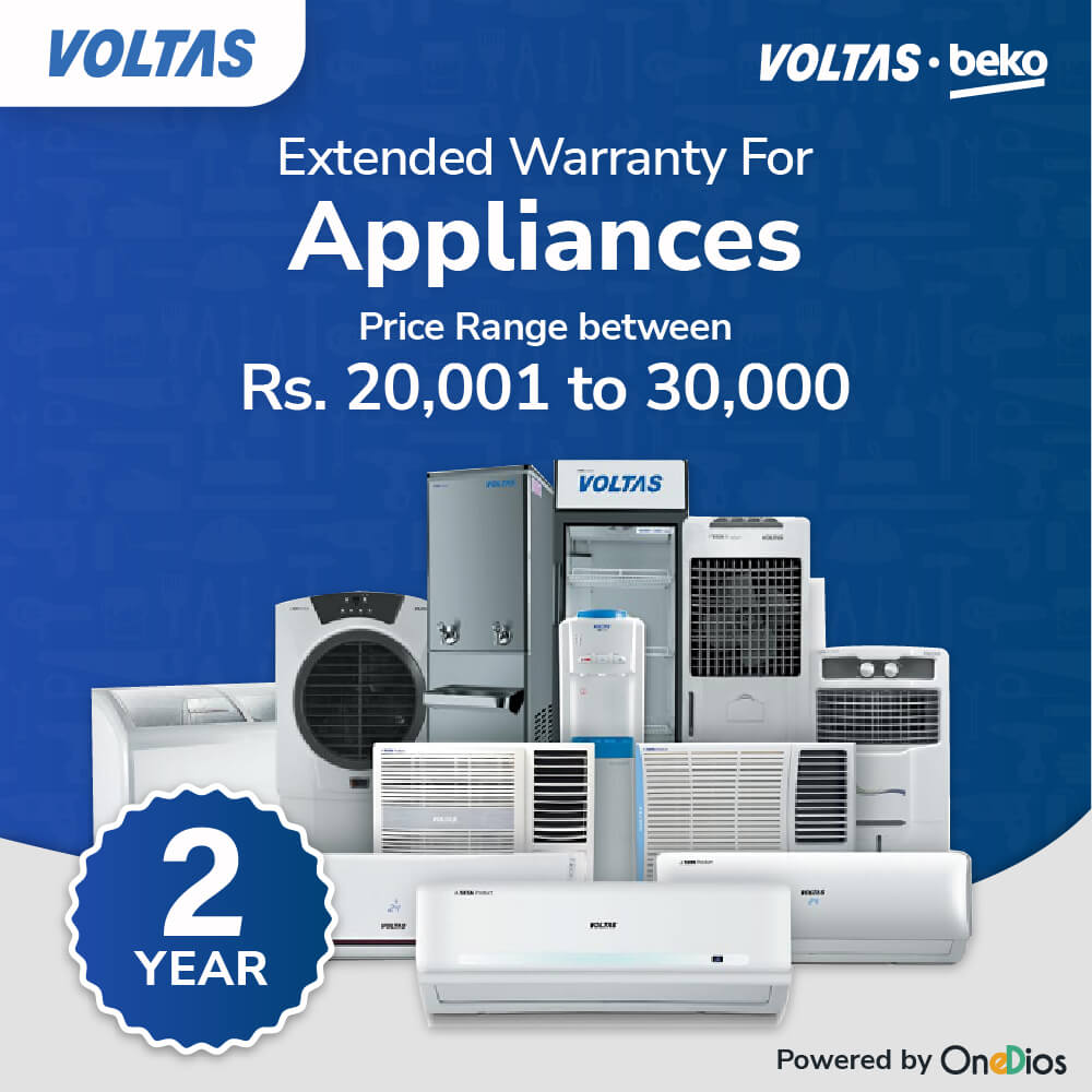 Voltas and Voltas Beko Two Years Extended Warranty for Appliance Price Range Between Rs.20001 to 30000