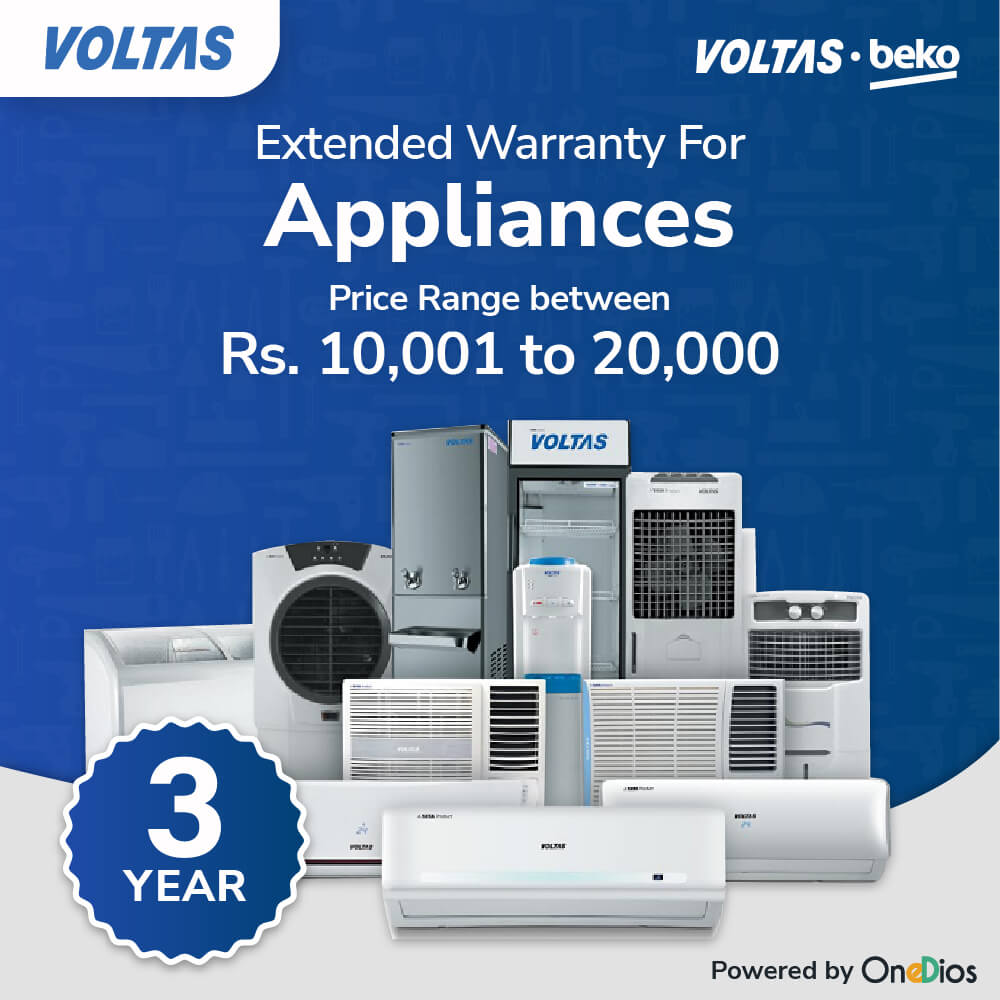 Voltas and Voltas Beko Three Years Extended Warranty for Appliance Price Range Between Rs.10001 to 20000